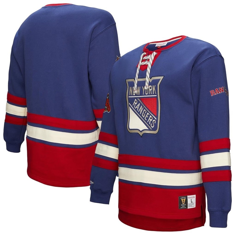 Mitchell & Ness New York Rangers NHL Heritage Lace-up Crew Blue FC10560-NYABLUE